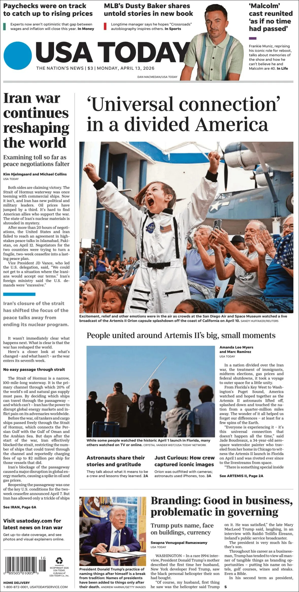 Portada de Usa Today