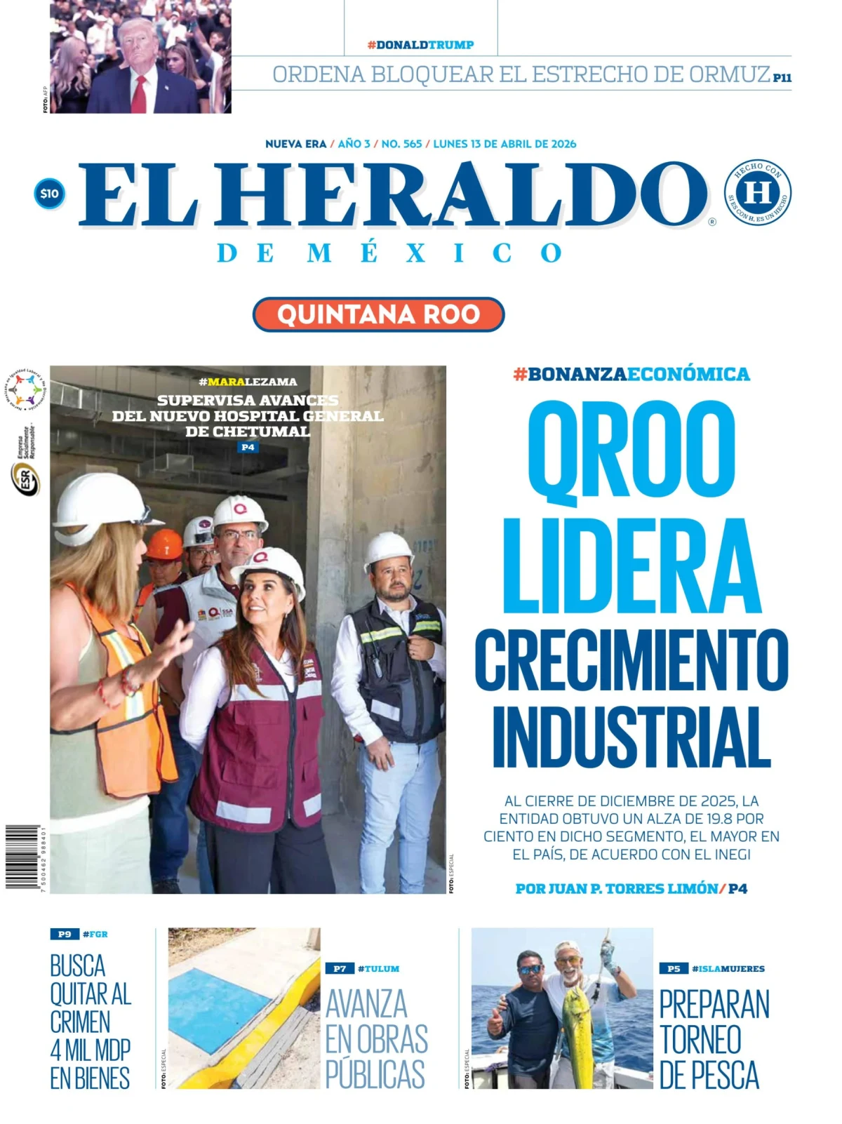 Portada de El Heraldo de Mexico - Quintana Roo