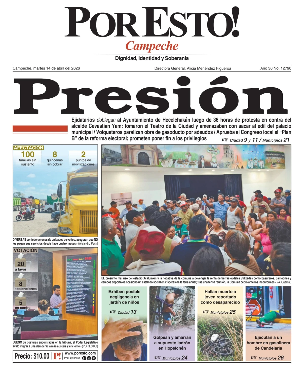 Portada de Por Esto (campeche) del 2026-04-14