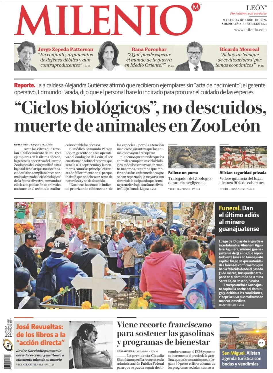 Portada de Milenio Leon del martes, 14 de abril de 2026