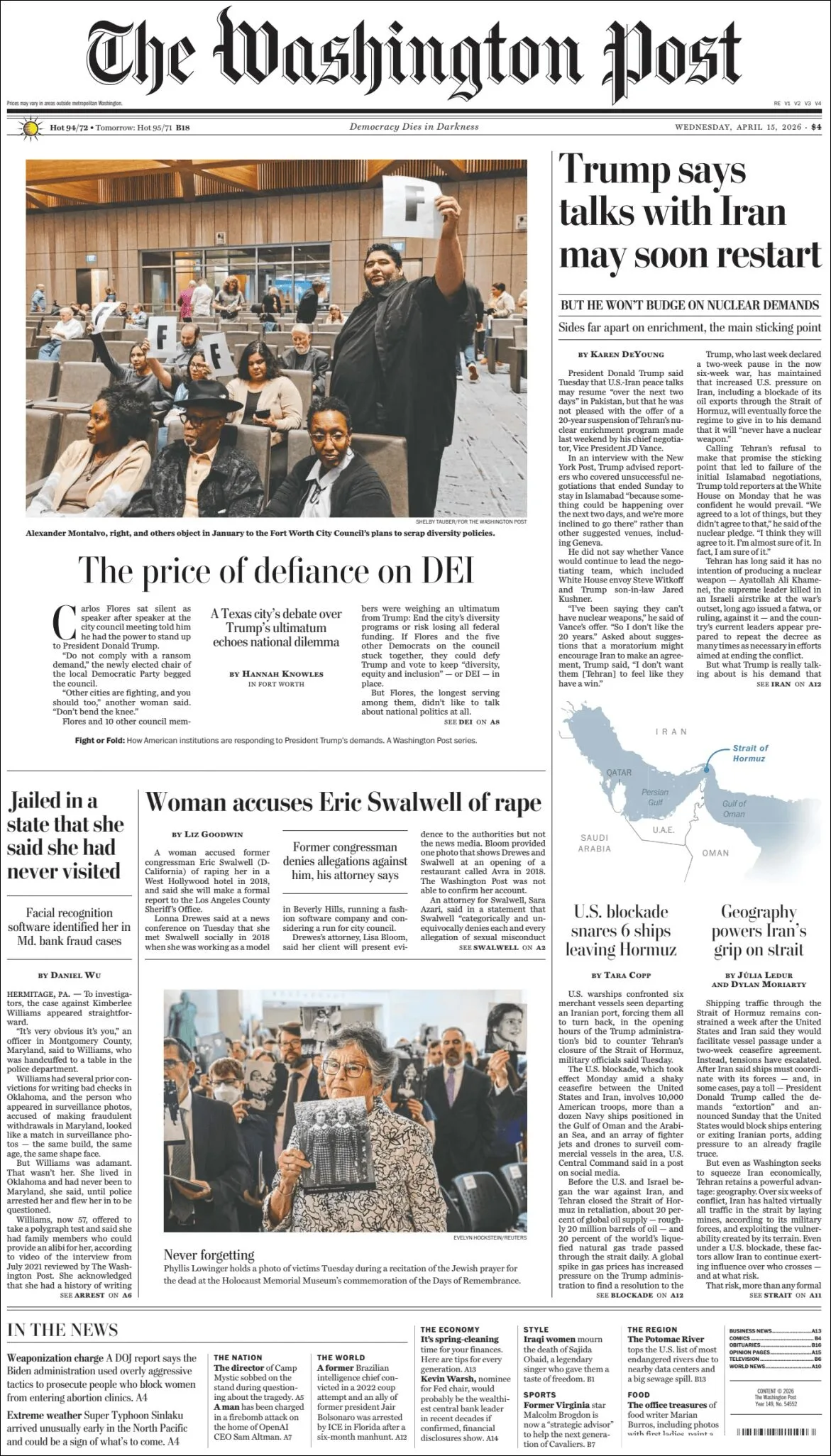Portada de The Washington Post