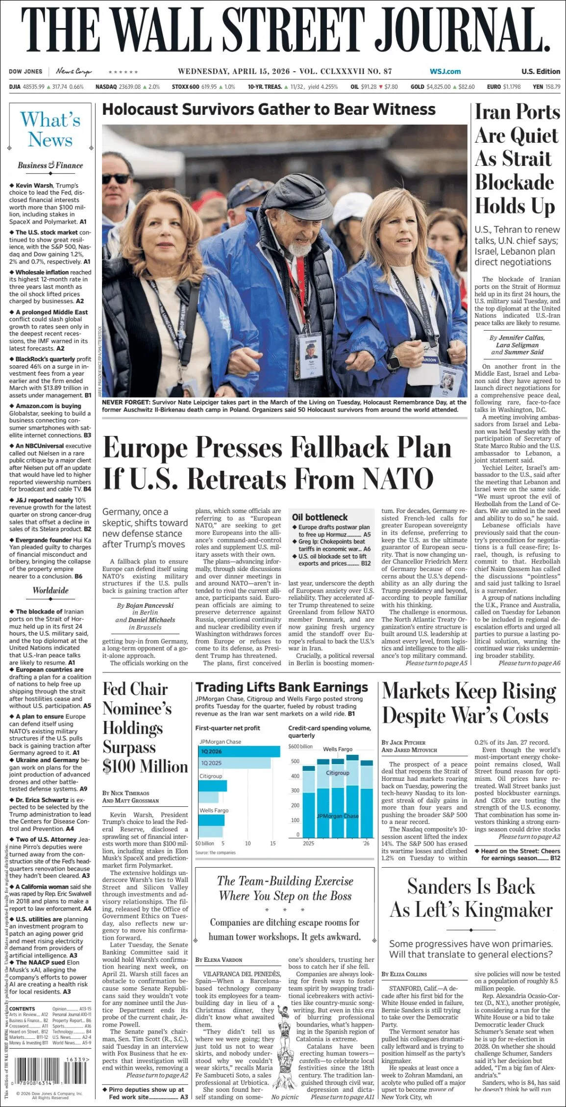 Portada de The Wall Street Journal