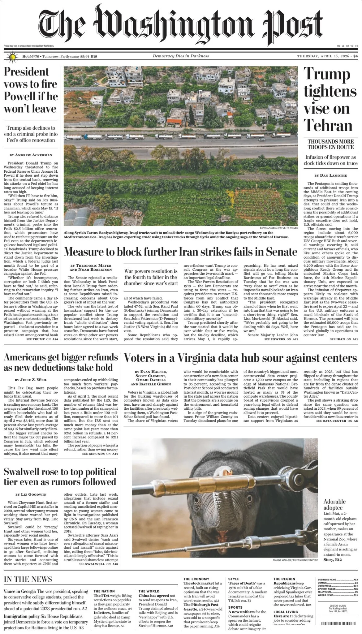 Portada de The Washington Post