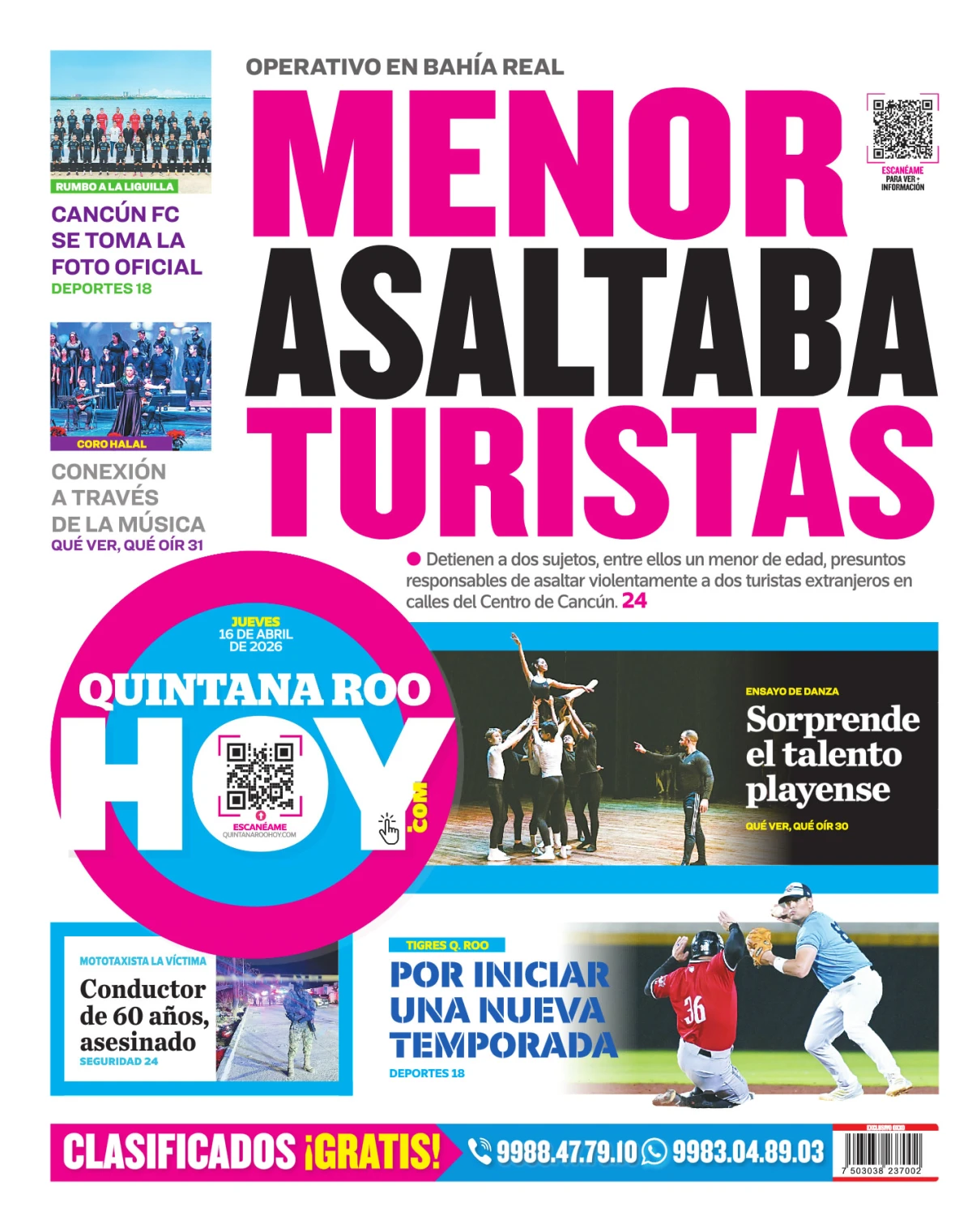 Portada de Quintana Roo Hoy (contraportada)
