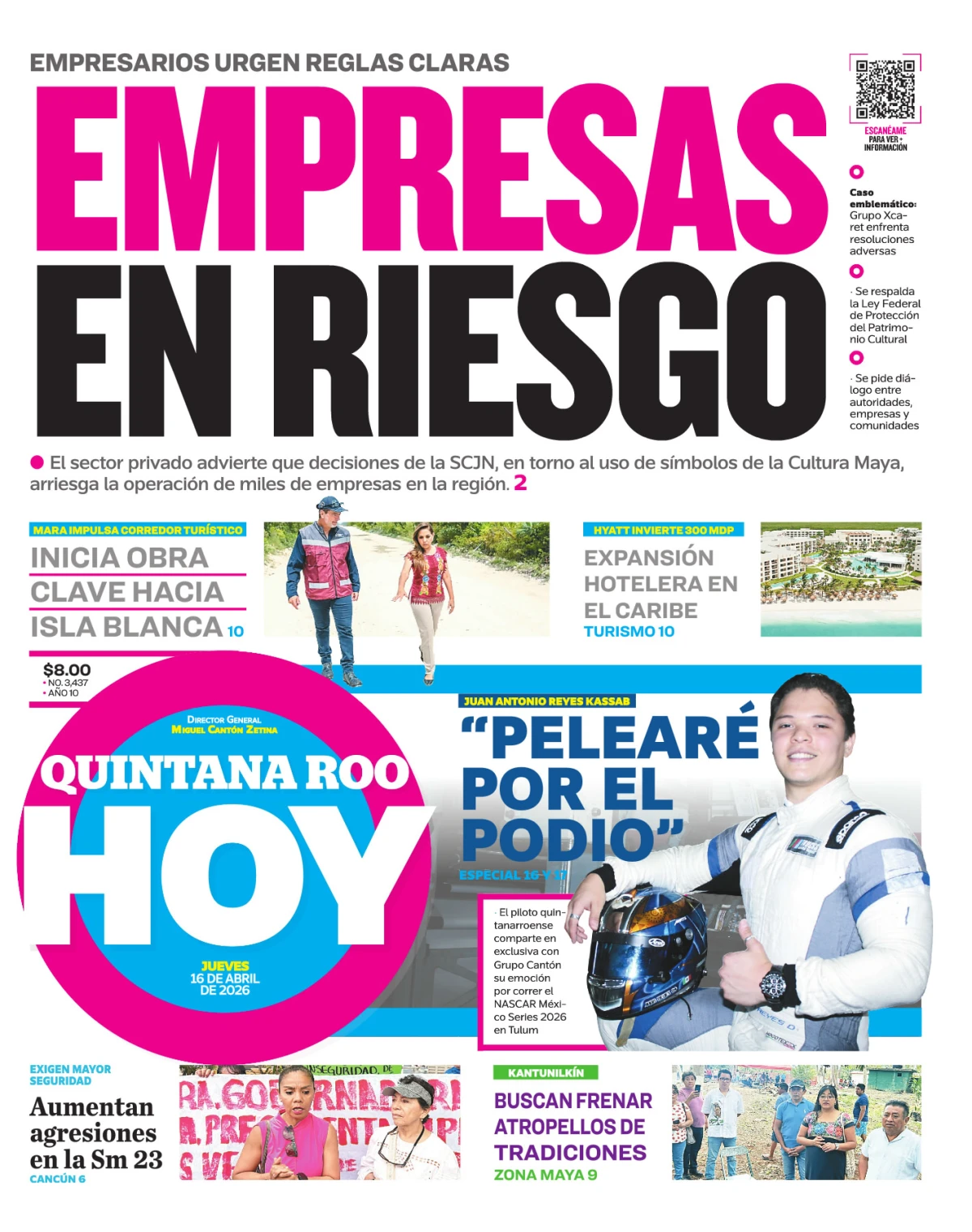 Portada de Quintana Roo Hoy (portada)