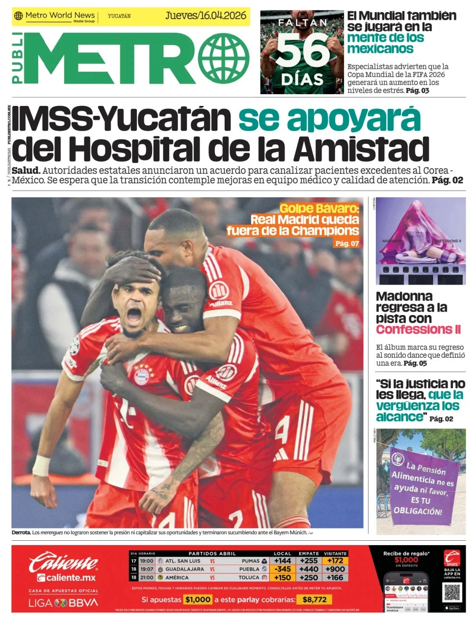Portada de Publimetro Merida del jueves, 16 de abril de 2026