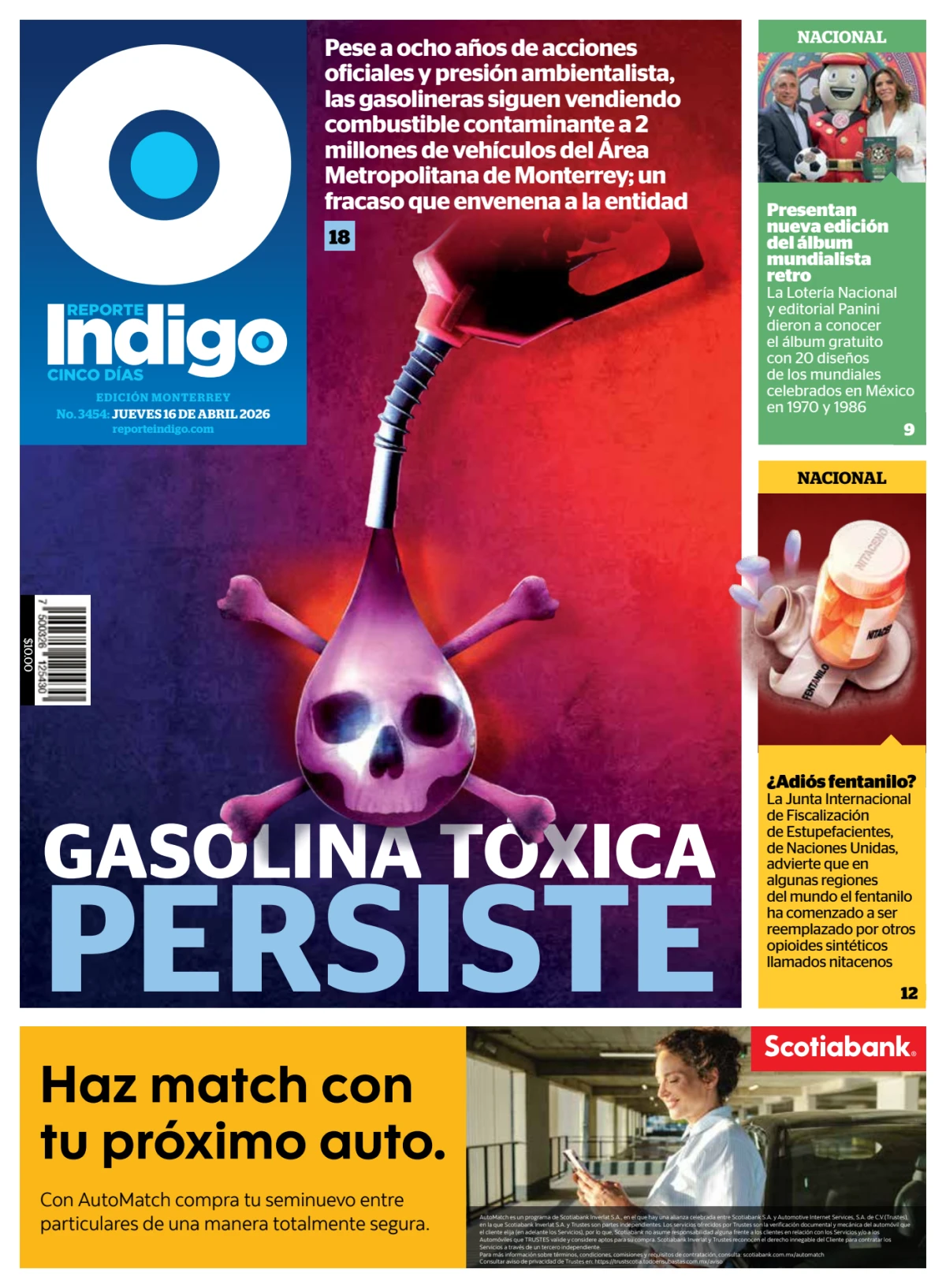 Portada de Reporte Indigo Monterrey del jueves, 16 de abril de 2026