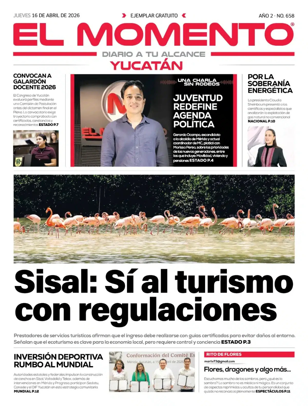 Portada de El Momento Yucatan del jueves, 16 de abril de 2026