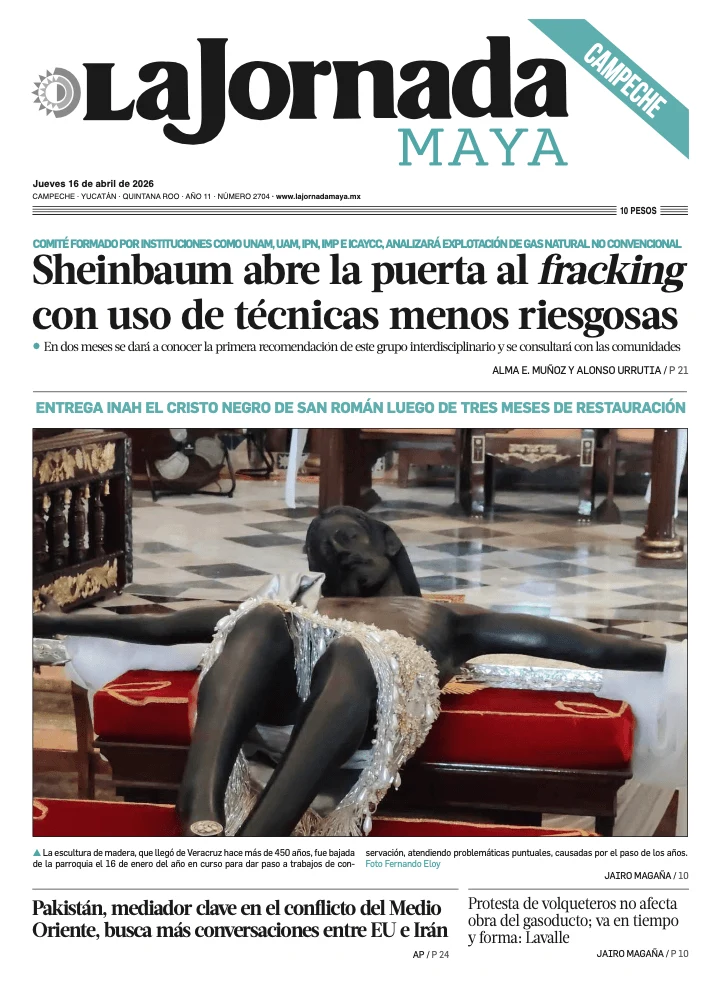 Portada de La Jornada Maya Campeche del jueves, 16 de abril de 2026
