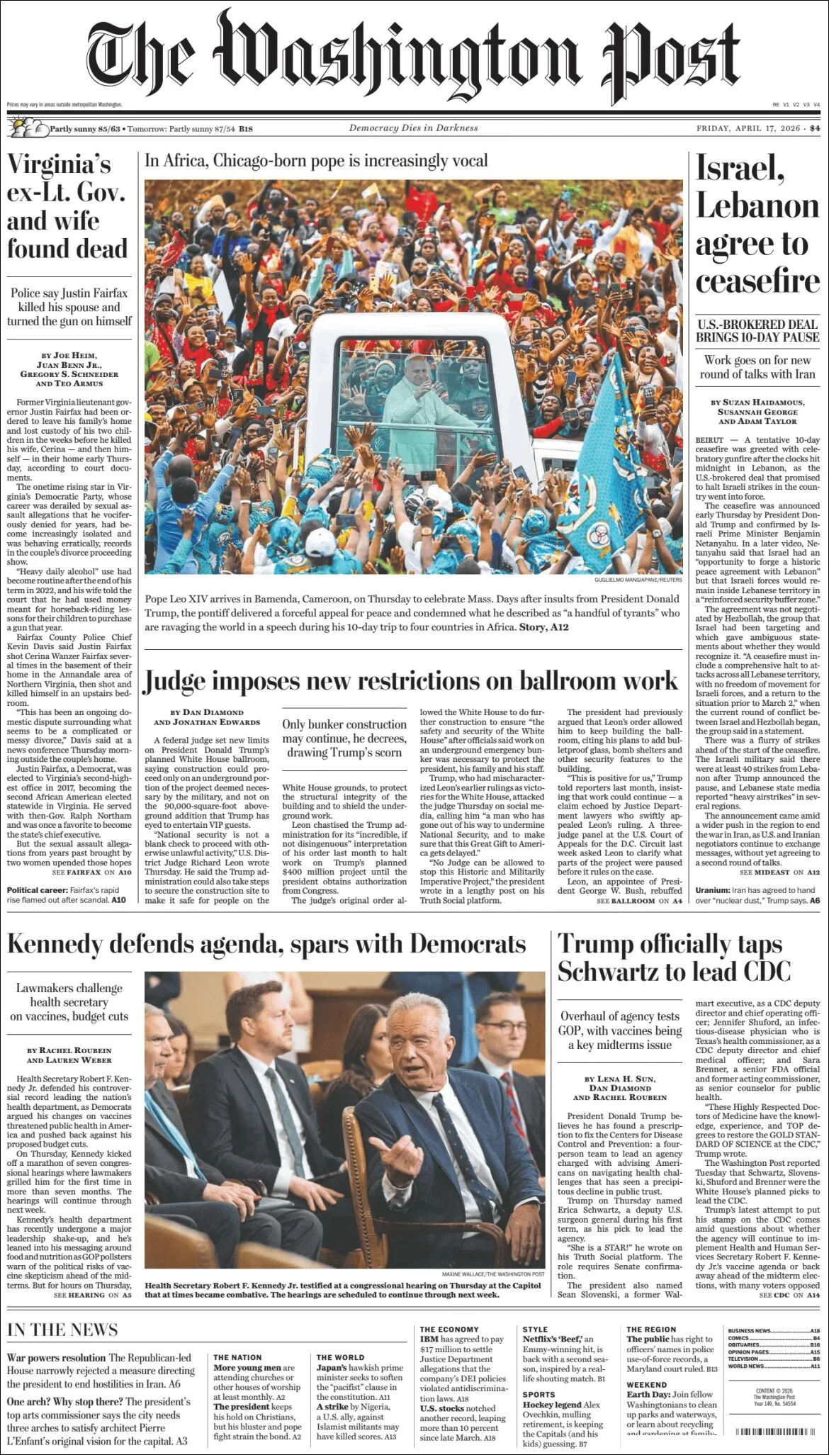 Portada de The Washington Post