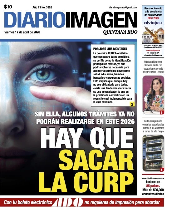 Portada de Diario Imagen Quintana Roo del viernes, 17 de abril de 2026