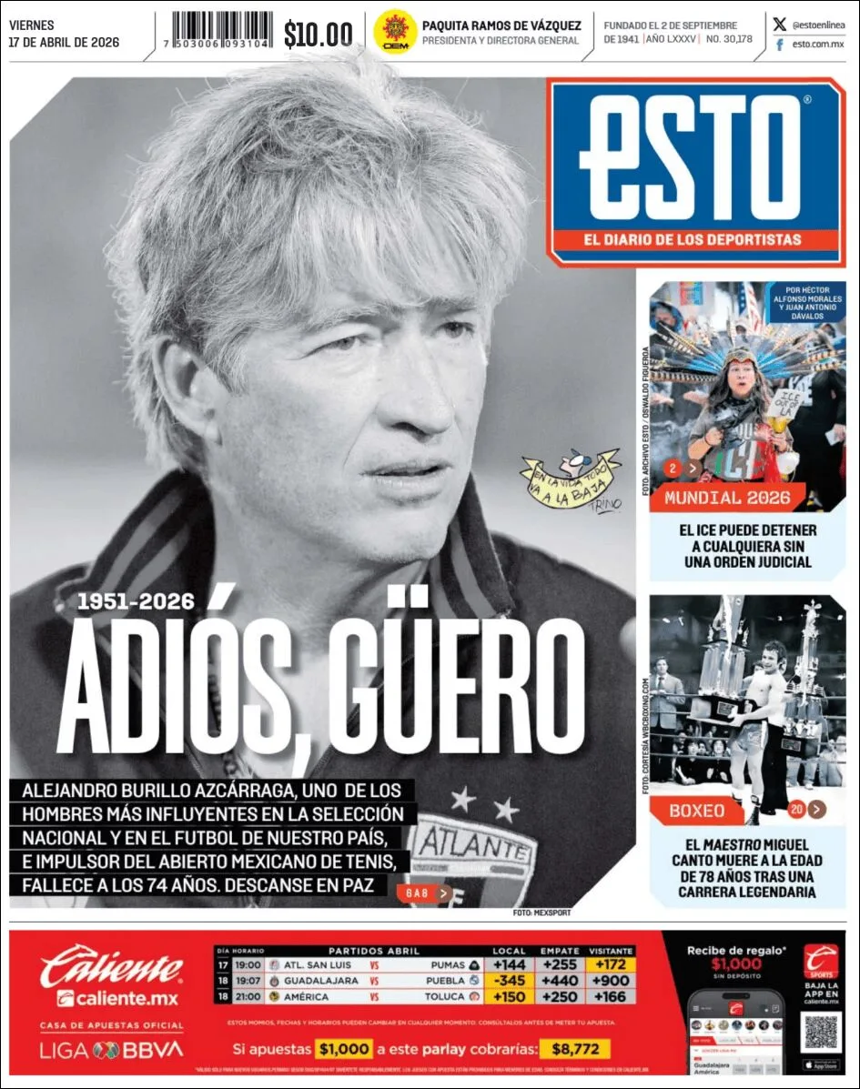 Portada de Esto del viernes, 17 de abril de 2026