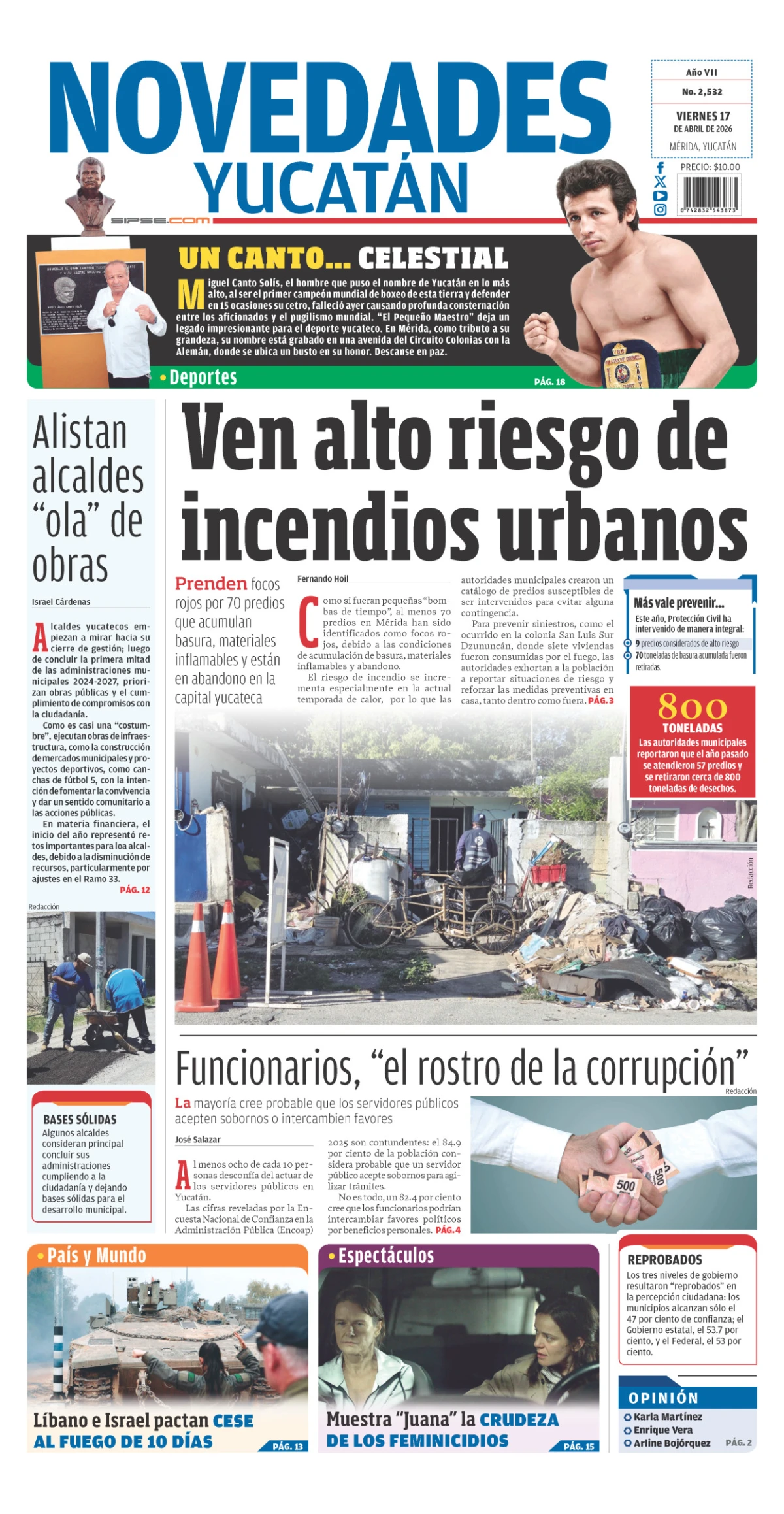 Portada de Novedades Yucatan