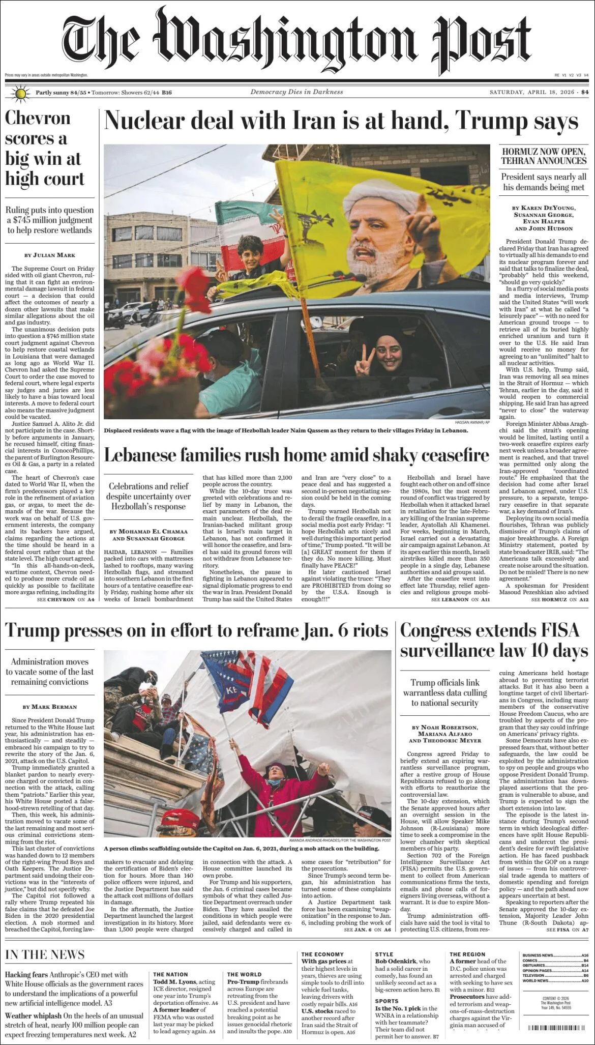 Portada de The Washington Post