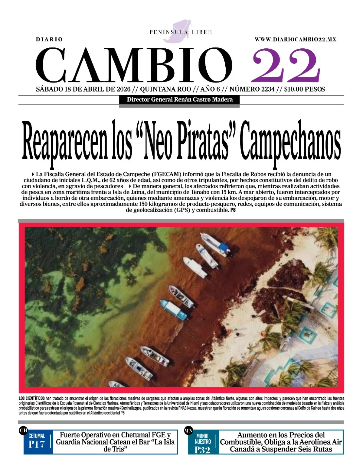 Portada de Diario Cambio 22 (contraportada)