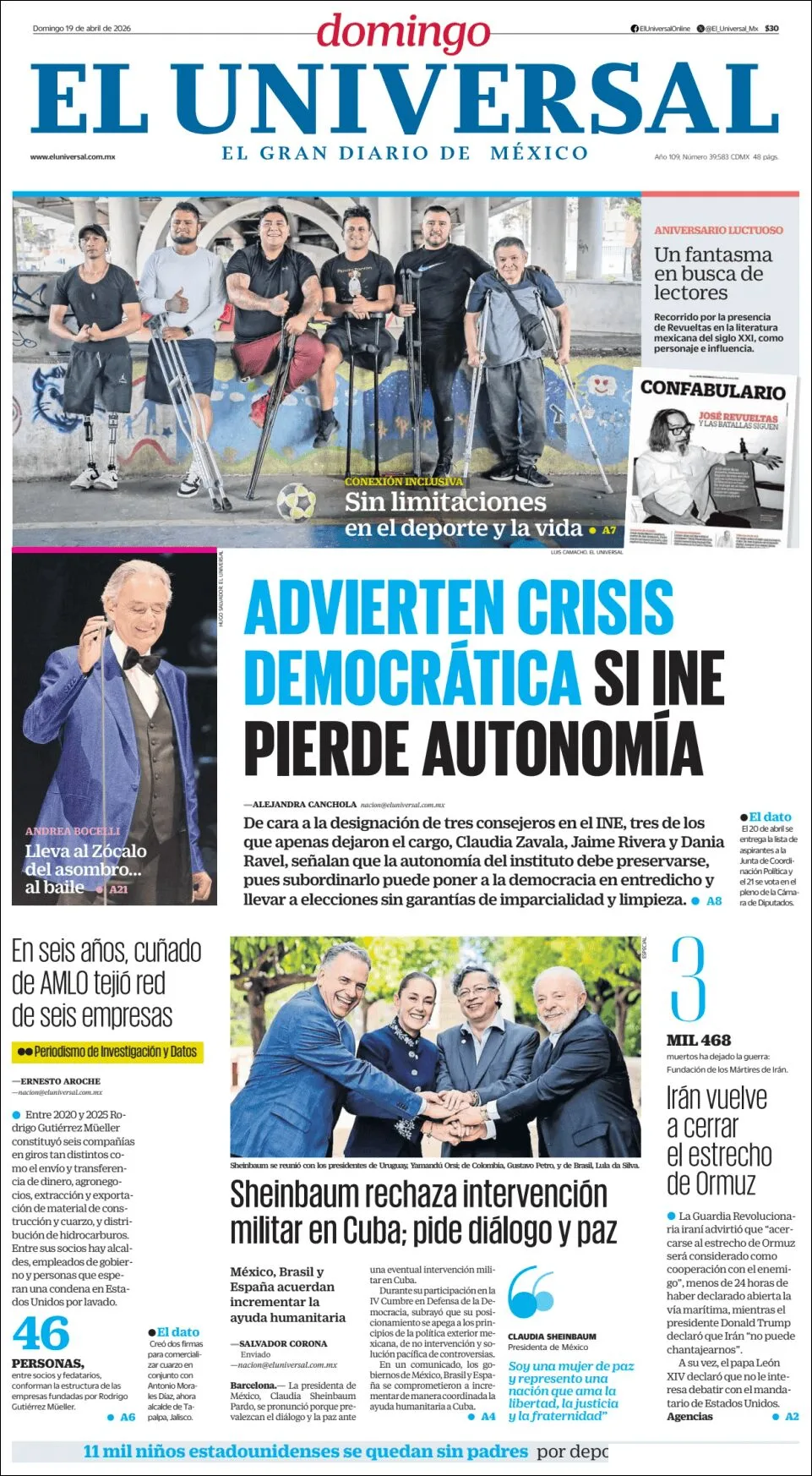 Portada de El Universal