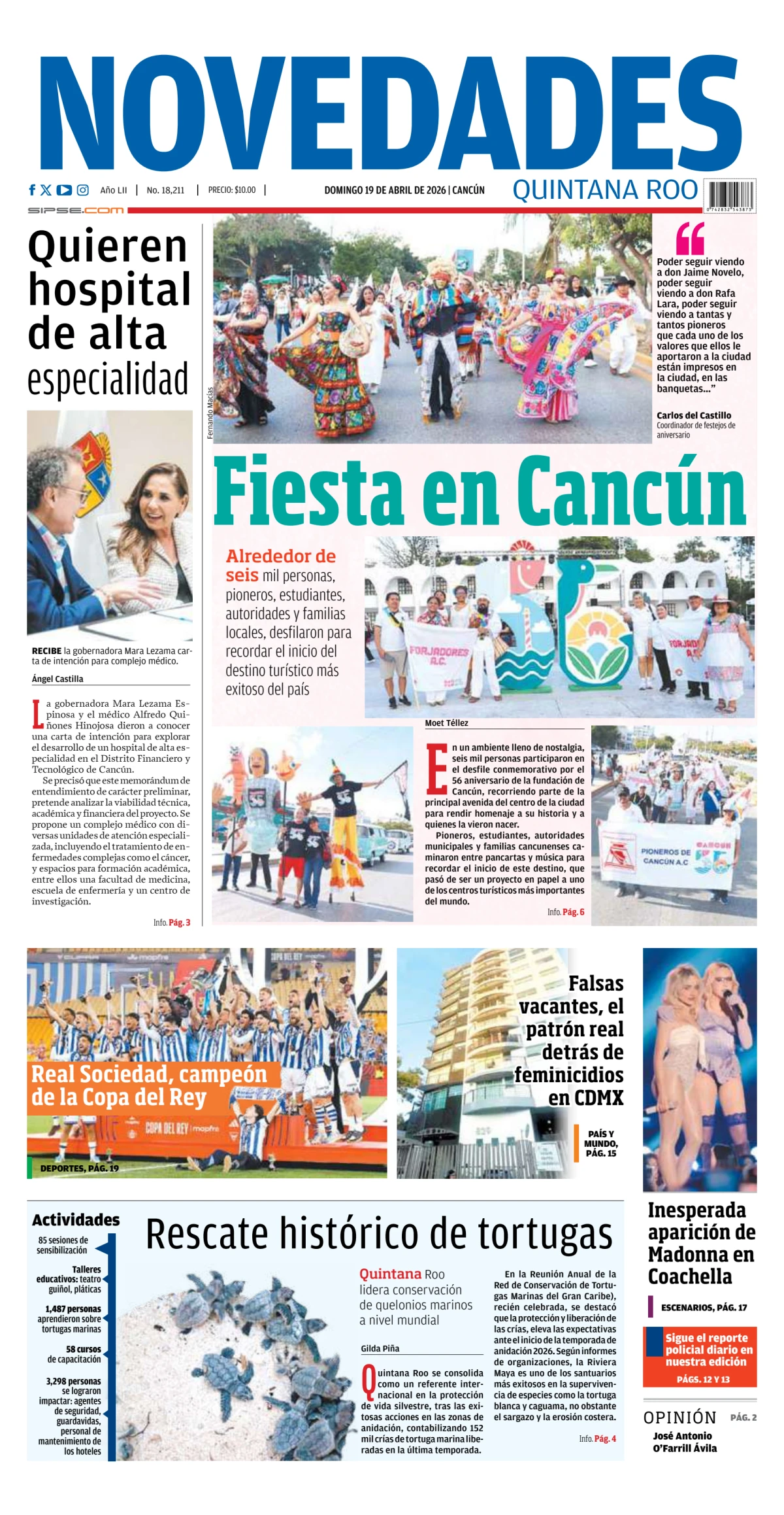 Portada de Novedades Quintana Roo