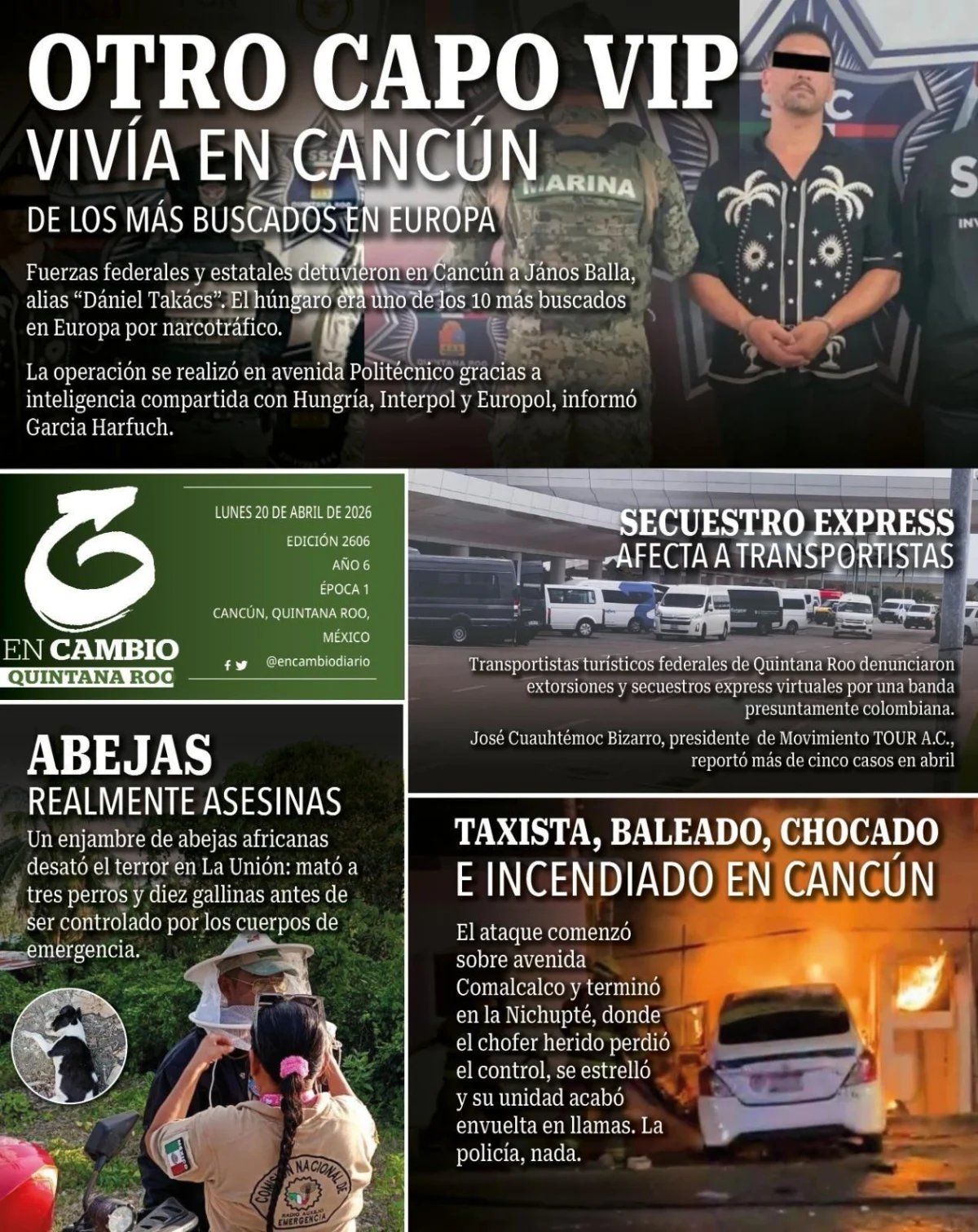 Portada de En Cambio - Quintana Roo (contraportada) del lunes, 20 de abril de 2026