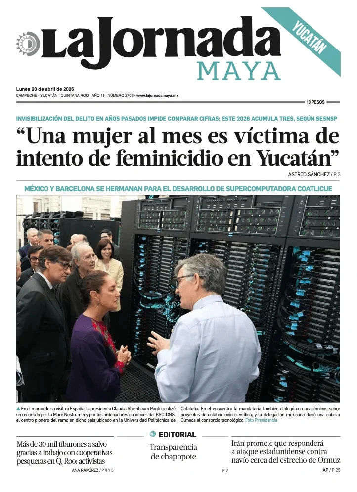 Portada de La Jornada Maya Yucatán del lunes, 20 de abril de 2026