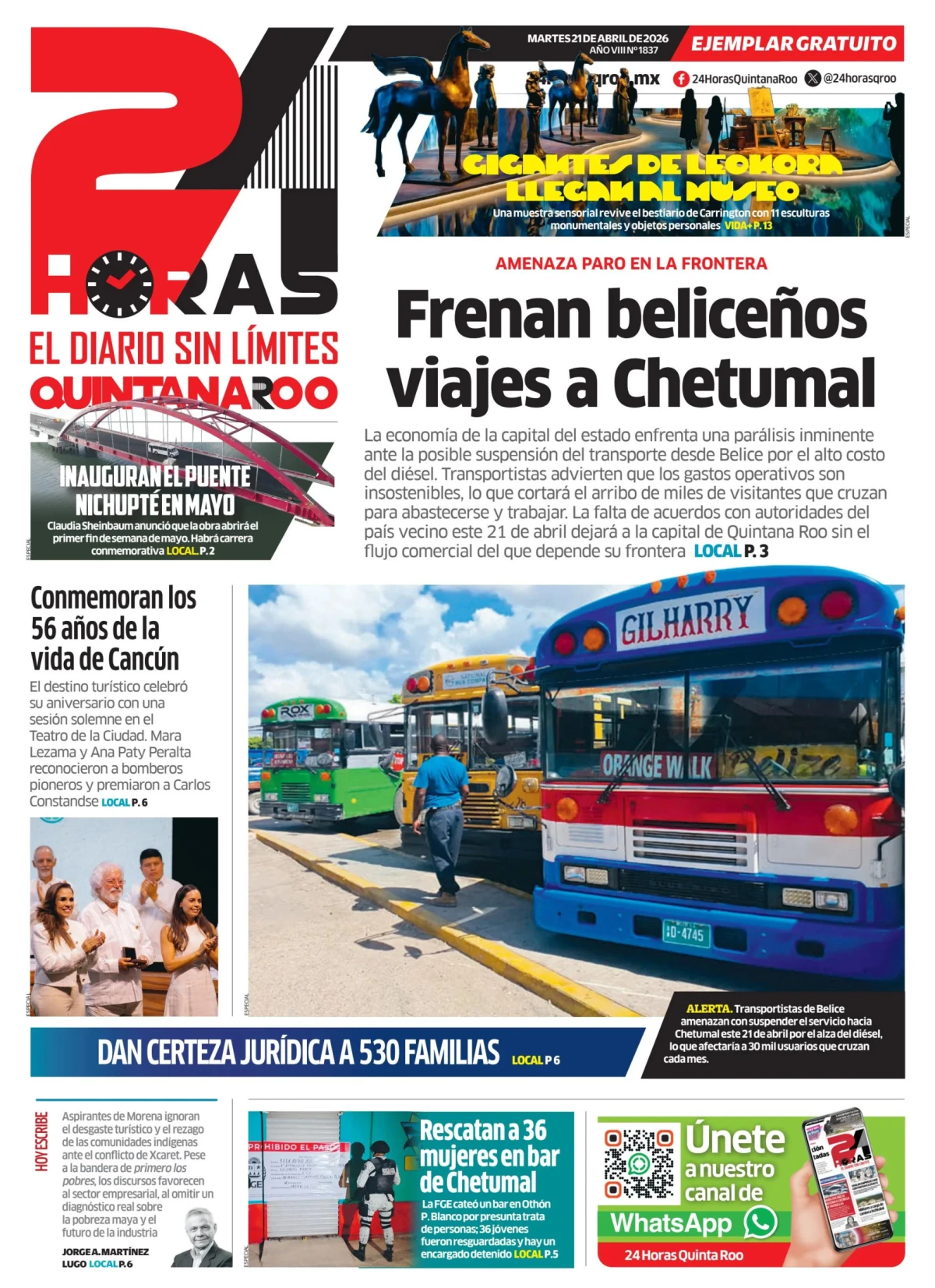 Portada de 24 Horas Quintana Roo