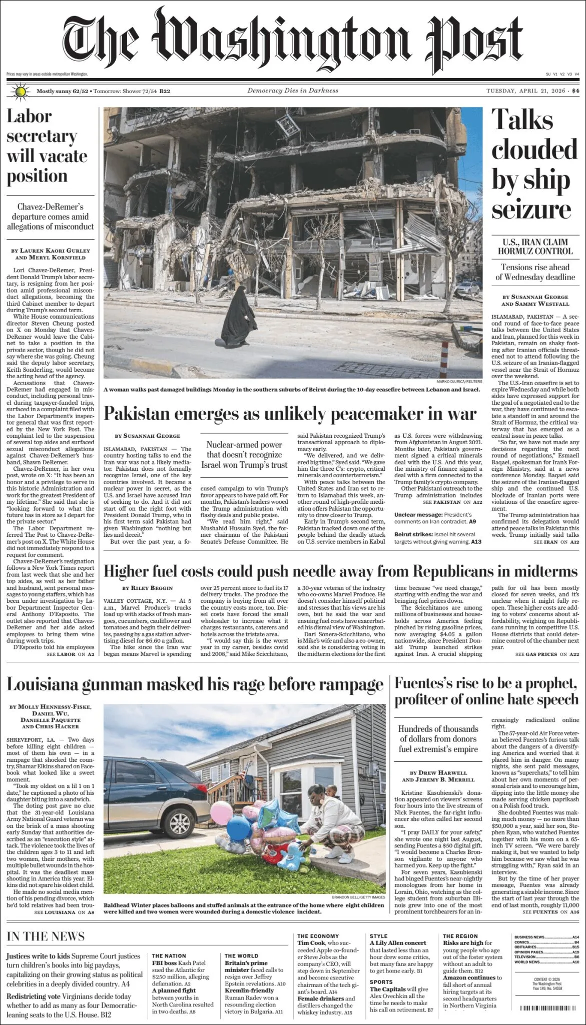 Portada de The Washington Post