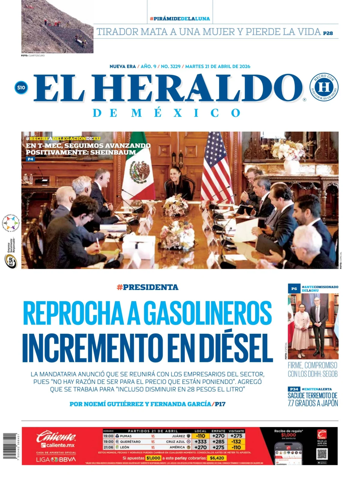 Portada de El Heraldo de Mexico