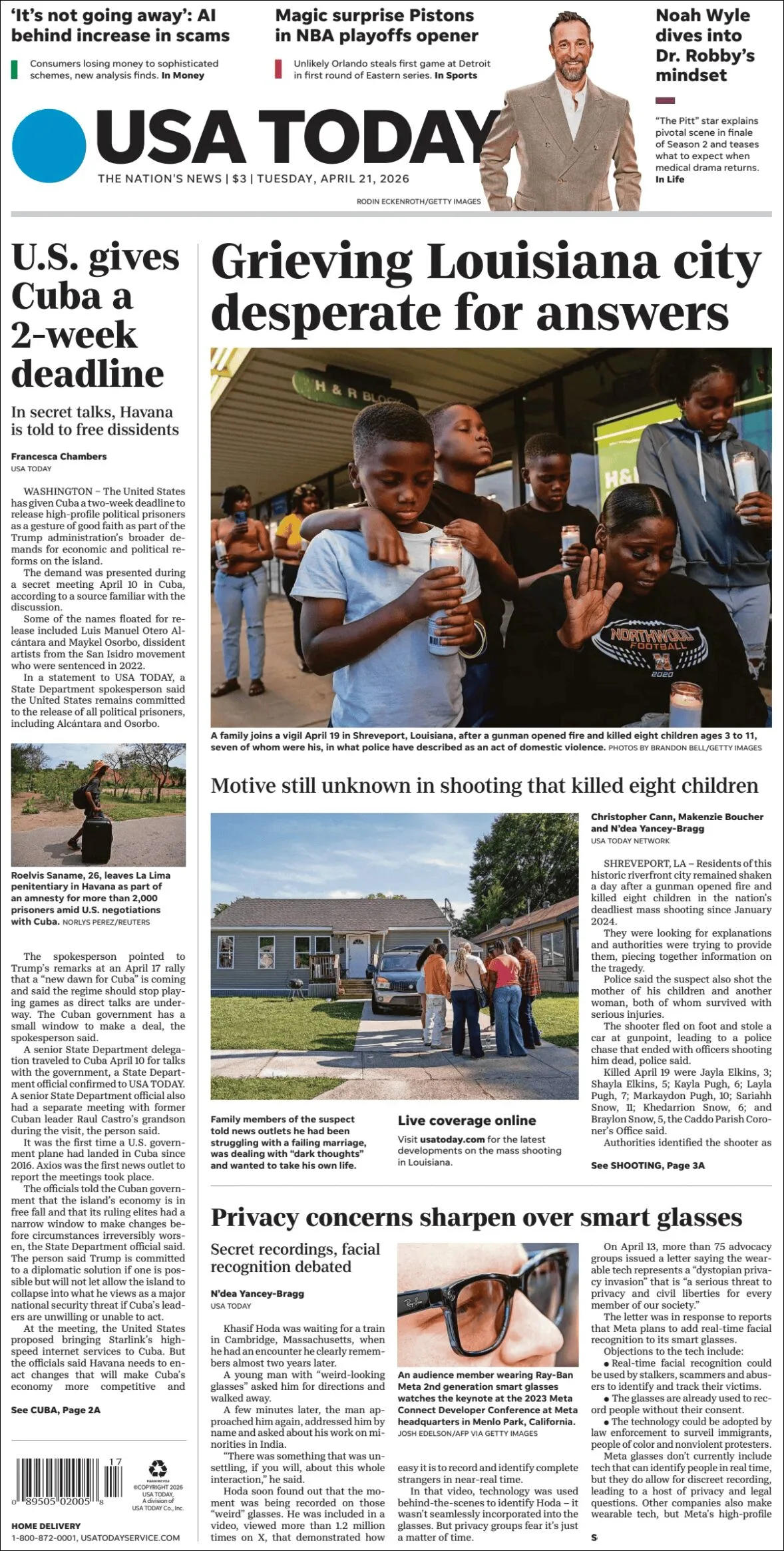 Portada de Usa Today