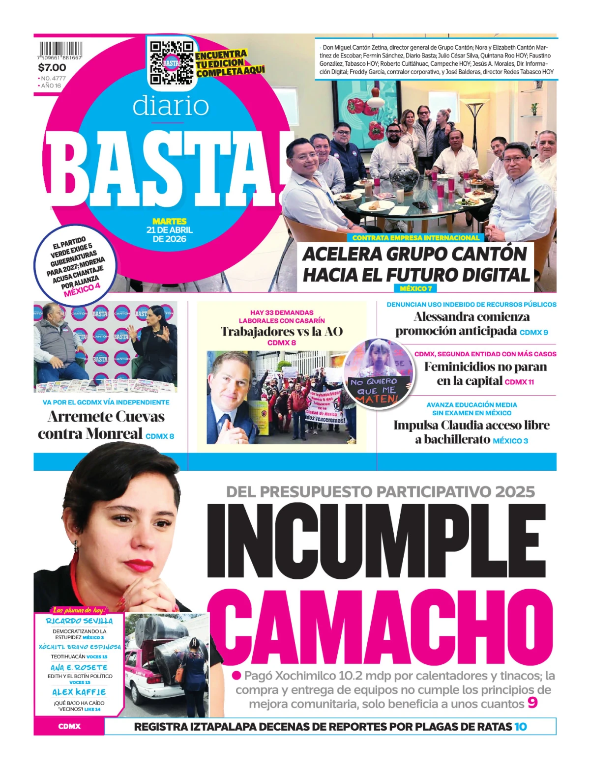 Portada de Basta! (portada)