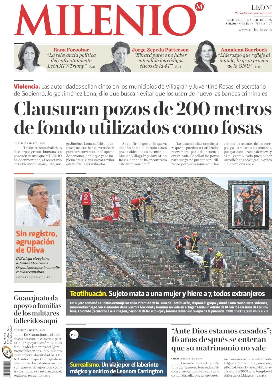 Portada de Milenio Leon del martes, 21 de abril de 2026
