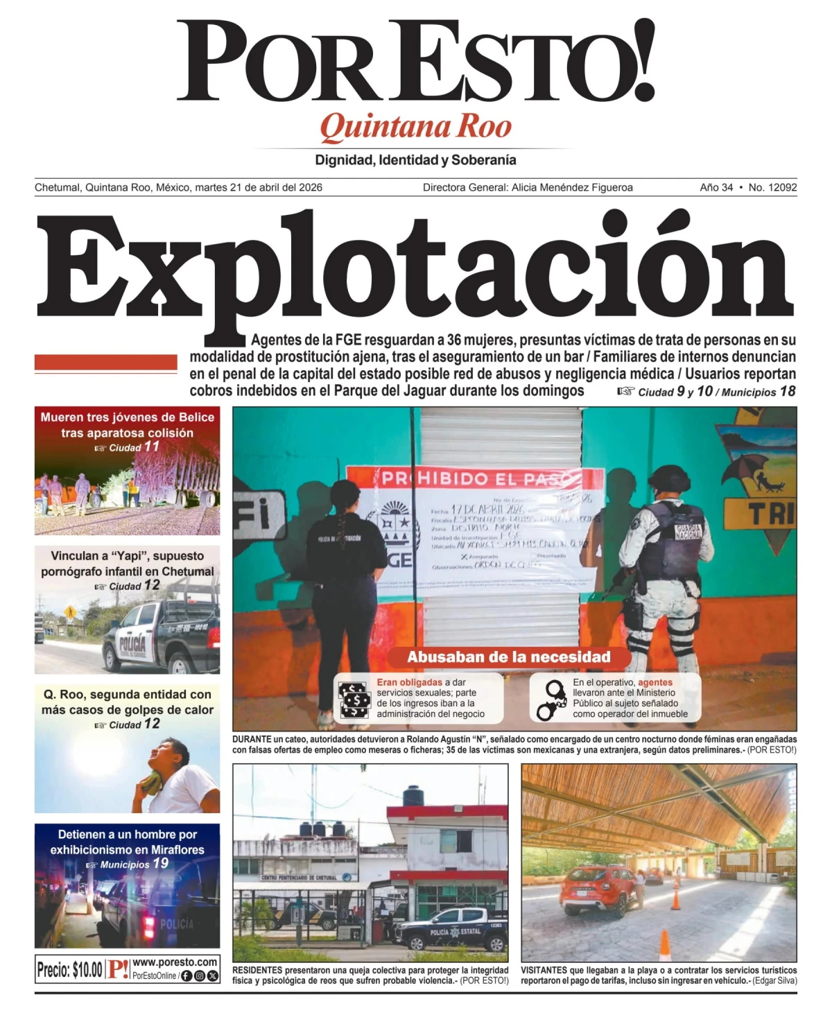 Portada de Por Esto (quintana Roo Chetumal)