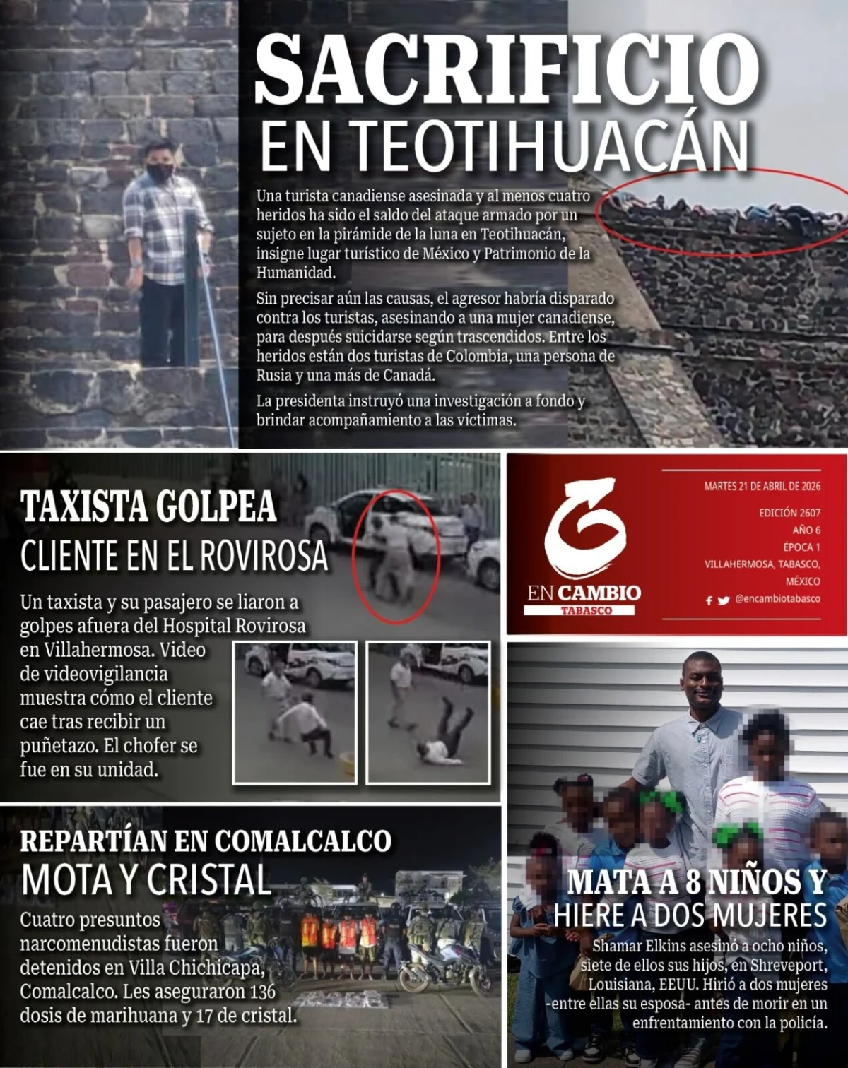 Portada de En Cambio - Tabasco (contraportada) del martes, 21 de abril de 2026