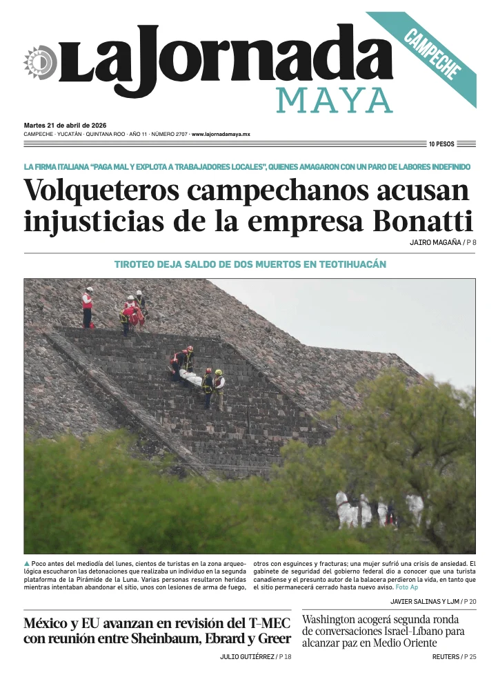 Portada de La Jornada Maya Campeche del martes, 21 de abril de 2026
