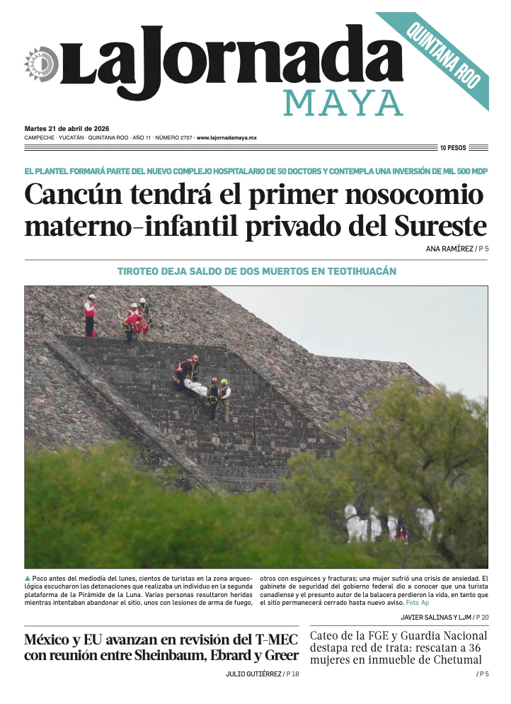 Portada de La Jornada Maya Quintana Roo del martes, 21 de abril de 2026