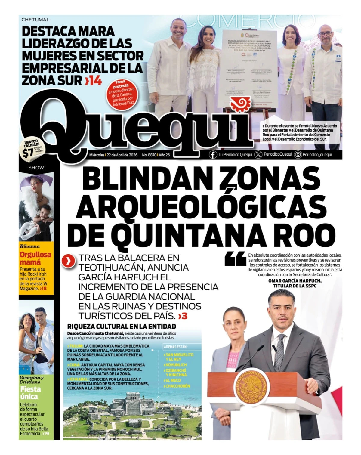 Portada de Quequi del miércoles, 22 de abril de 2026