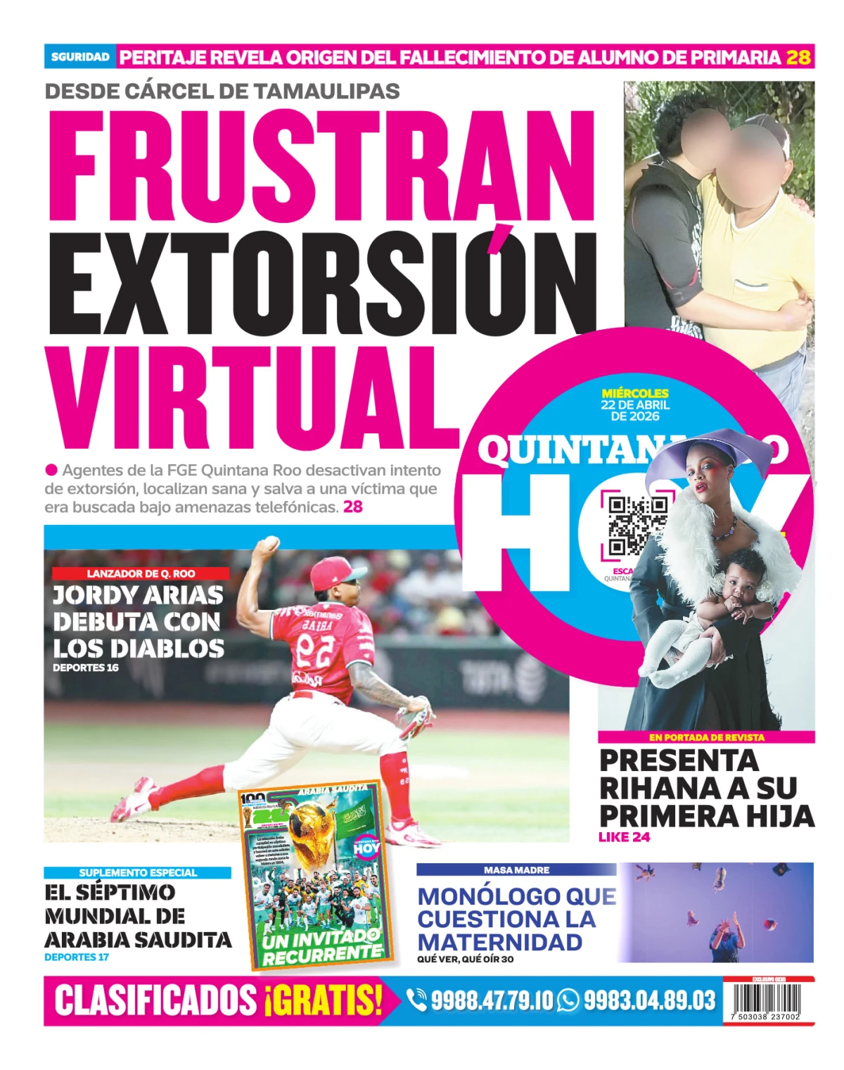 Portada de Quintana Roo Hoy (contraportada)