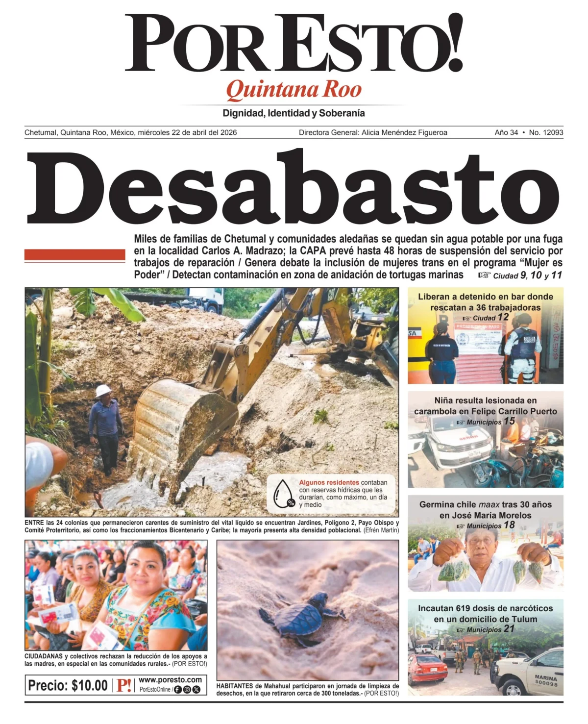 Portada de Por Esto (quintana Roo Chetumal)