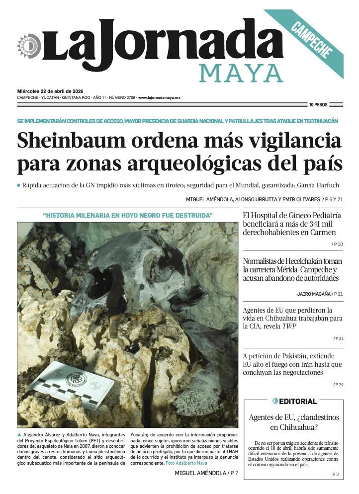 Portada de La Jornada Maya Campeche del miércoles, 22 de abril de 2026