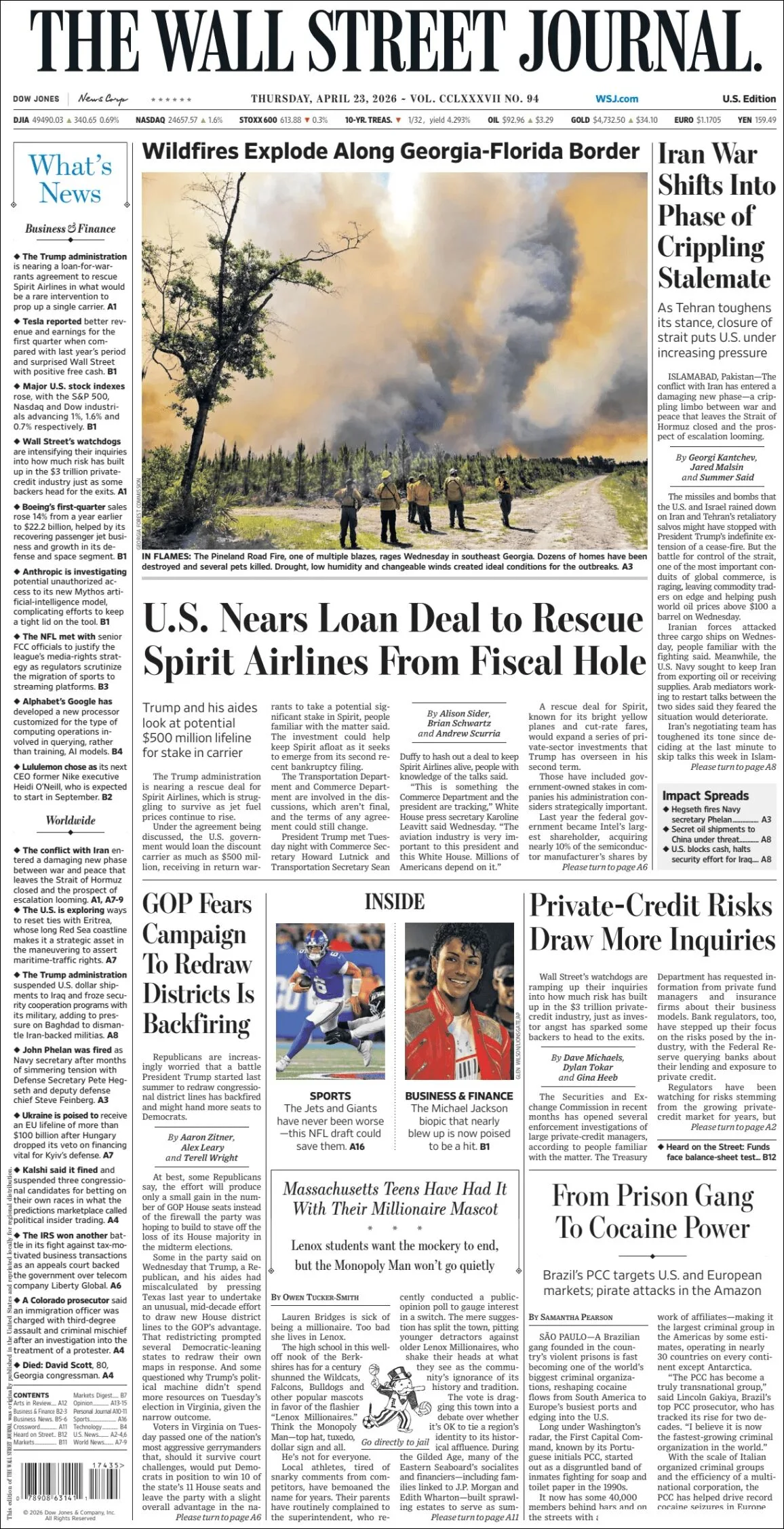 Portada de The Wall Street Journal