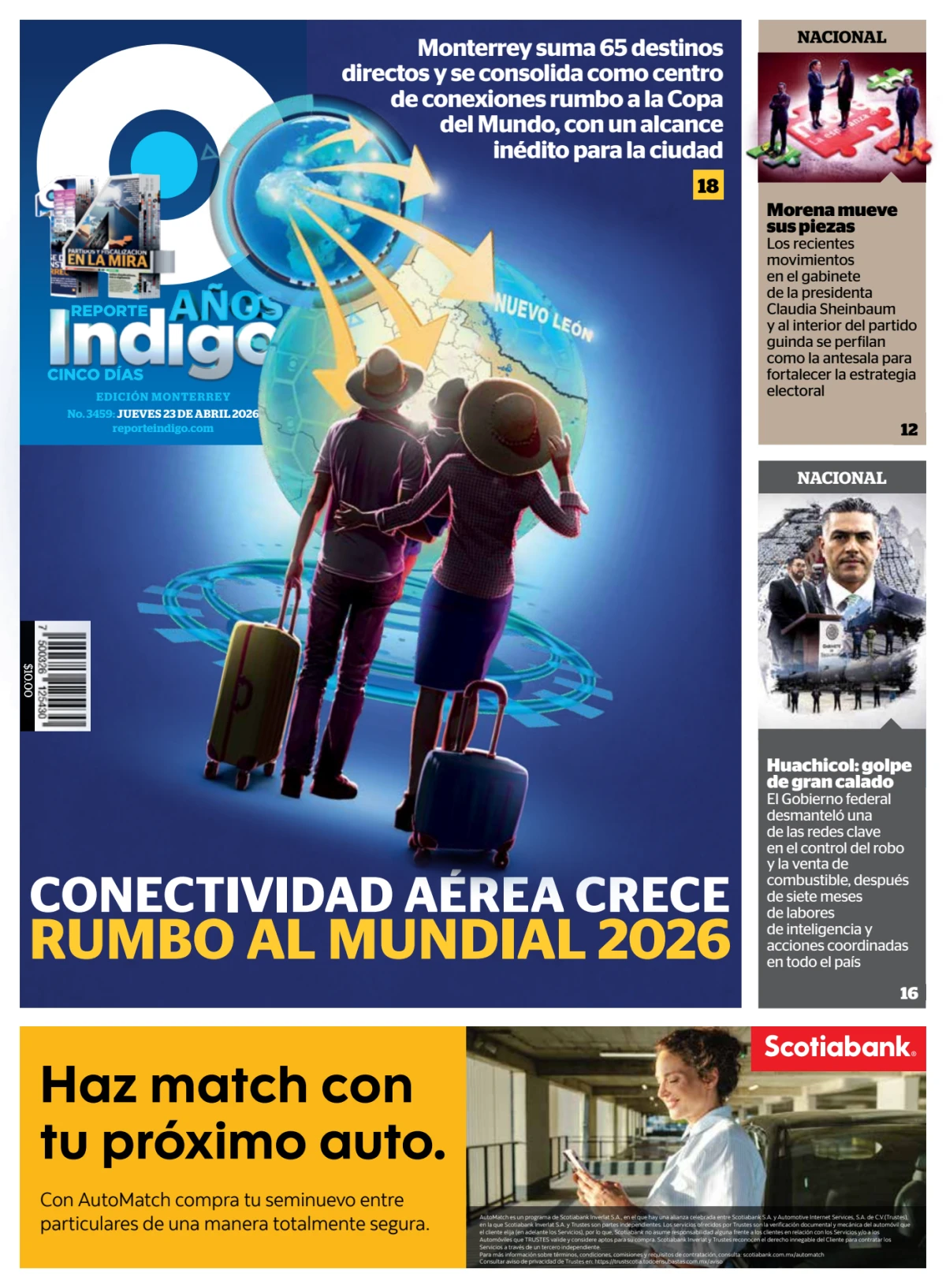 Portada de Reporte Indigo Monterrey del jueves, 23 de abril de 2026