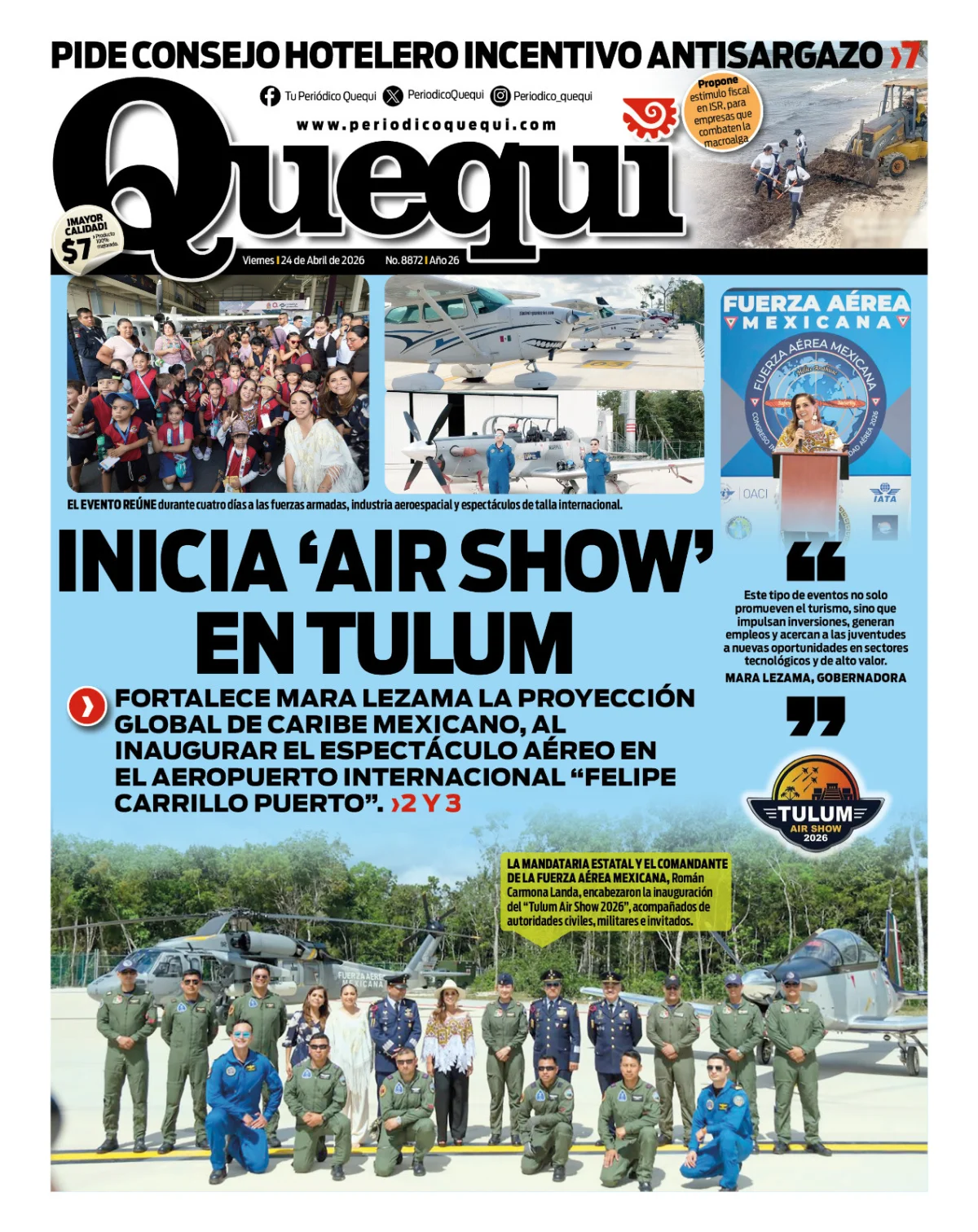 Portada de Quequi del viernes, 24 de abril de 2026
