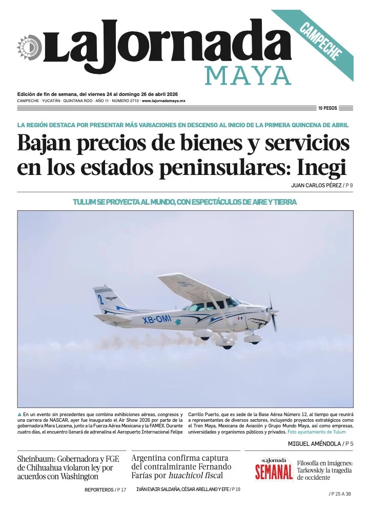 Portada de La Jornada Maya Campeche del viernes, 24 de abril de 2026