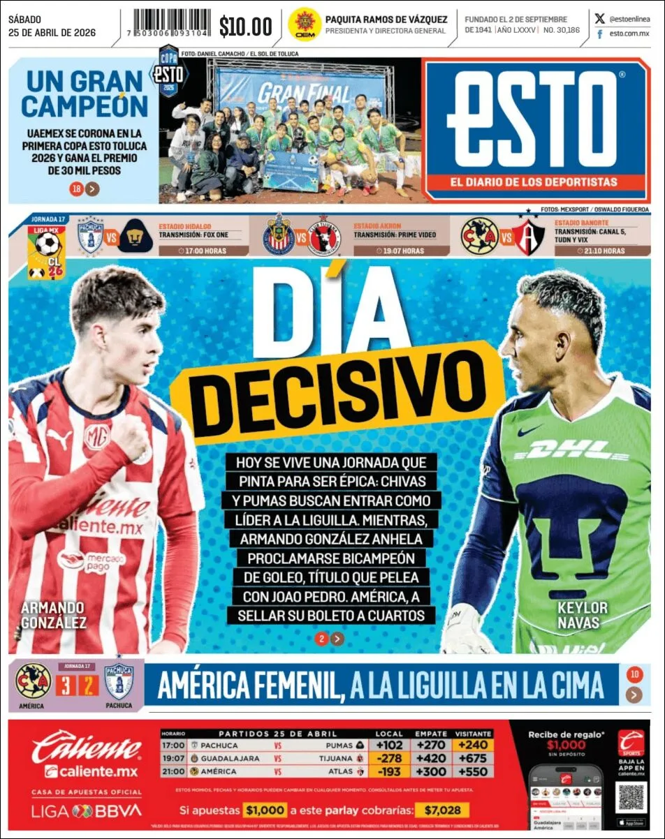 Portada de Esto del sábado, 25 de abril de 2026