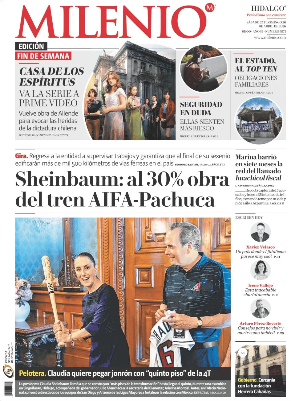 Portada de Milenio Hidalgo del sábado, 25 de abril de 2026