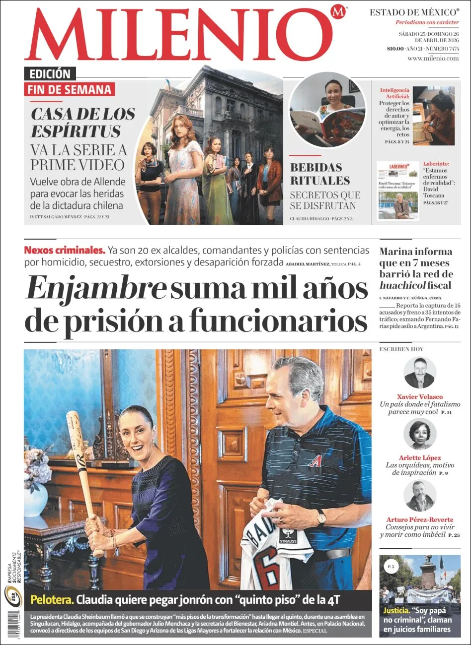 Portada de Milenio Edo de Mexico del sábado, 25 de abril de 2026