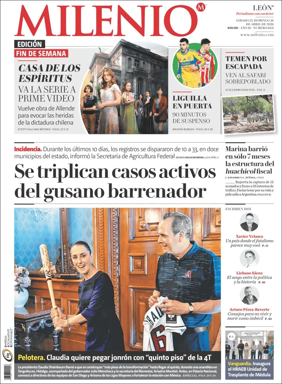 Portada de Milenio Leon del sábado, 25 de abril de 2026