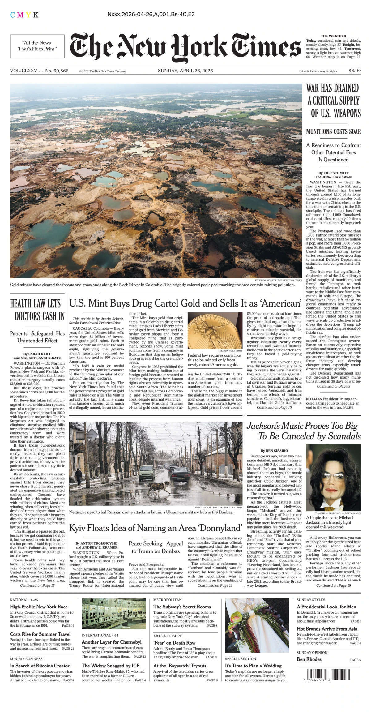 Portada de The New York Times (new York)