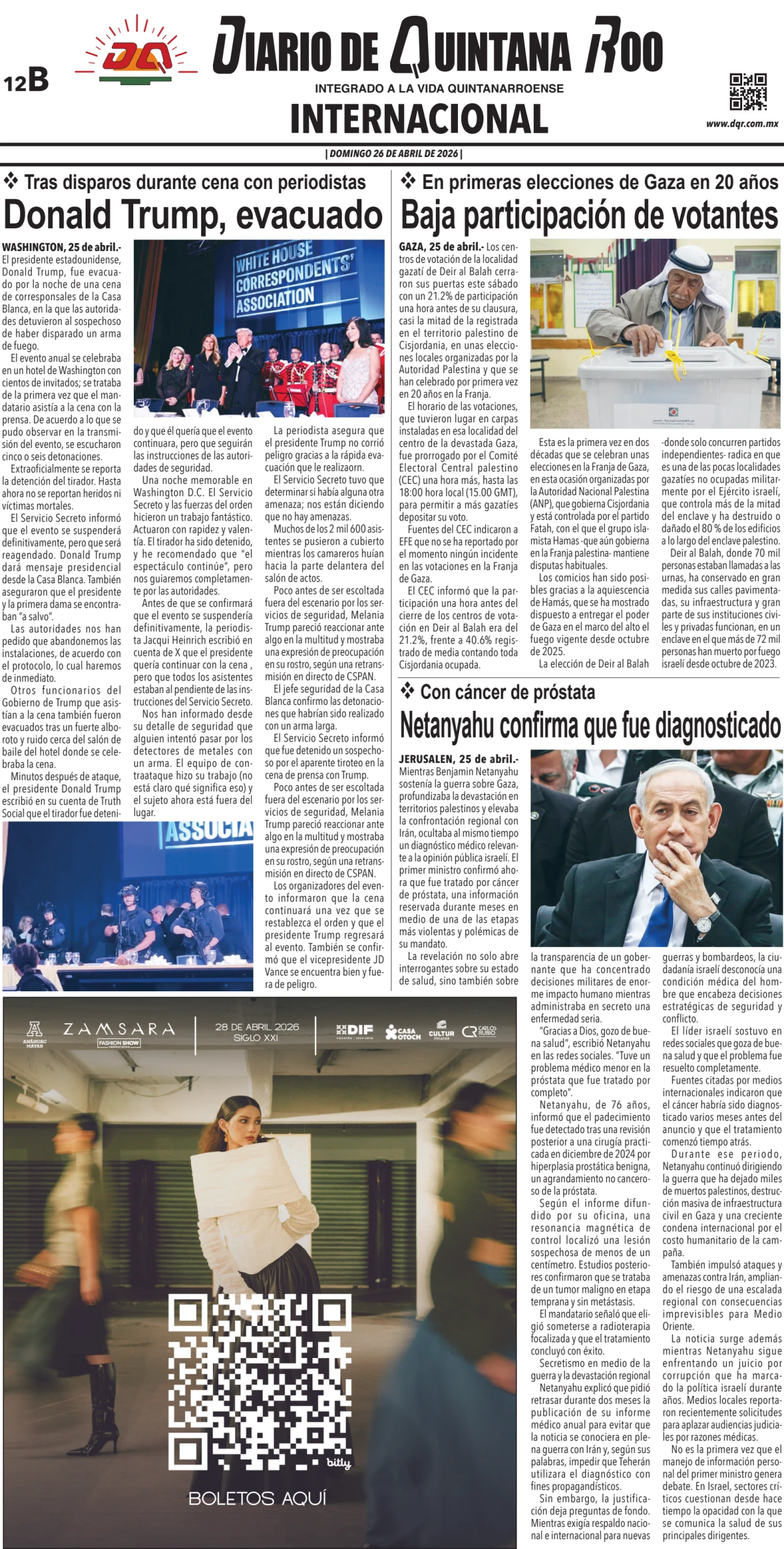 Portada de Diario de Quintana Roo (contra Portada)