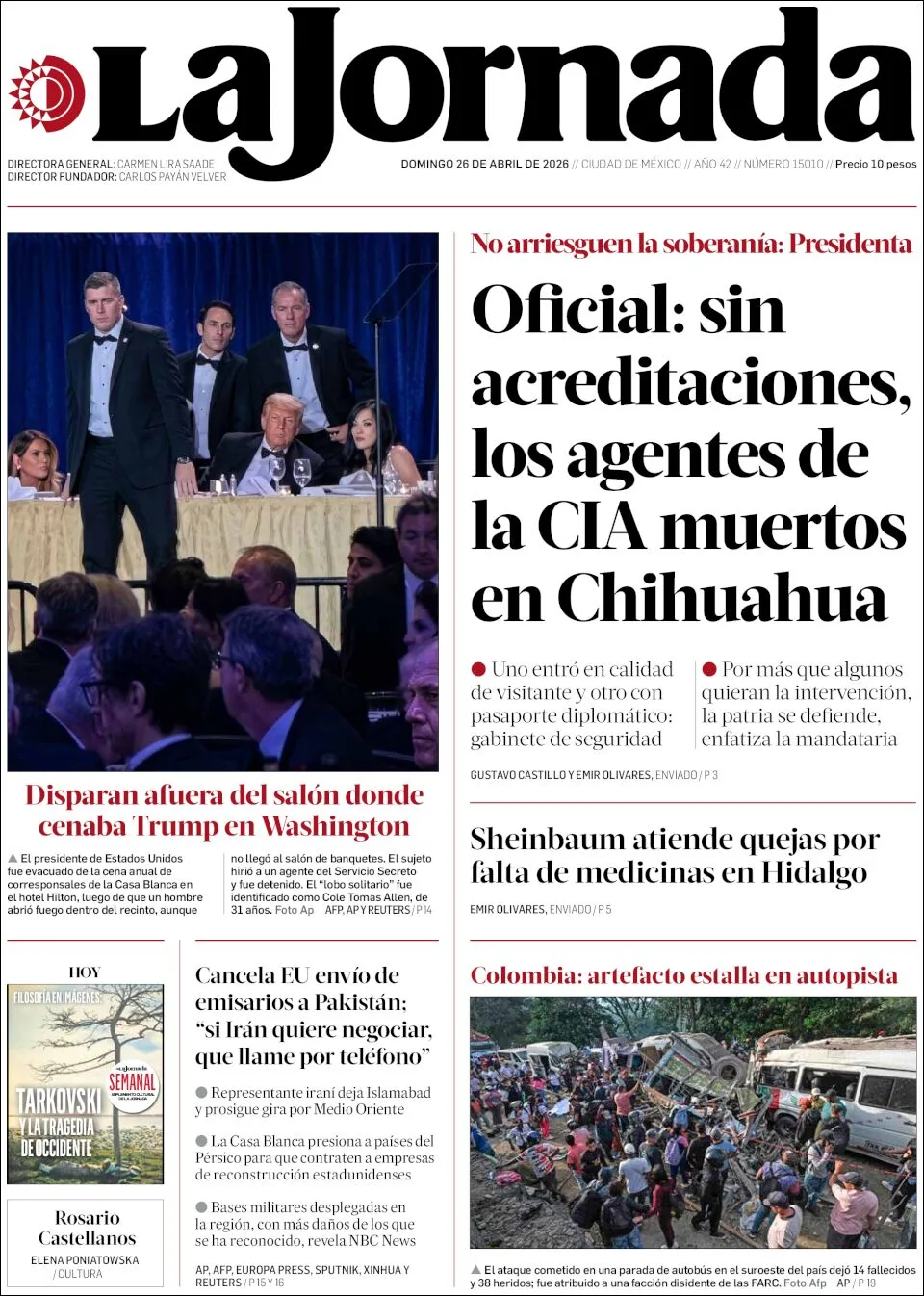 Portada de La Jornada