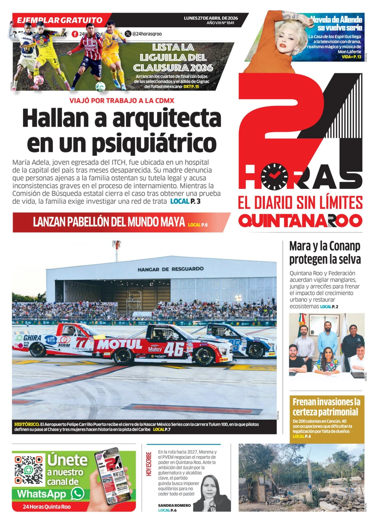 Portada de 24 Horas Quintana Roo