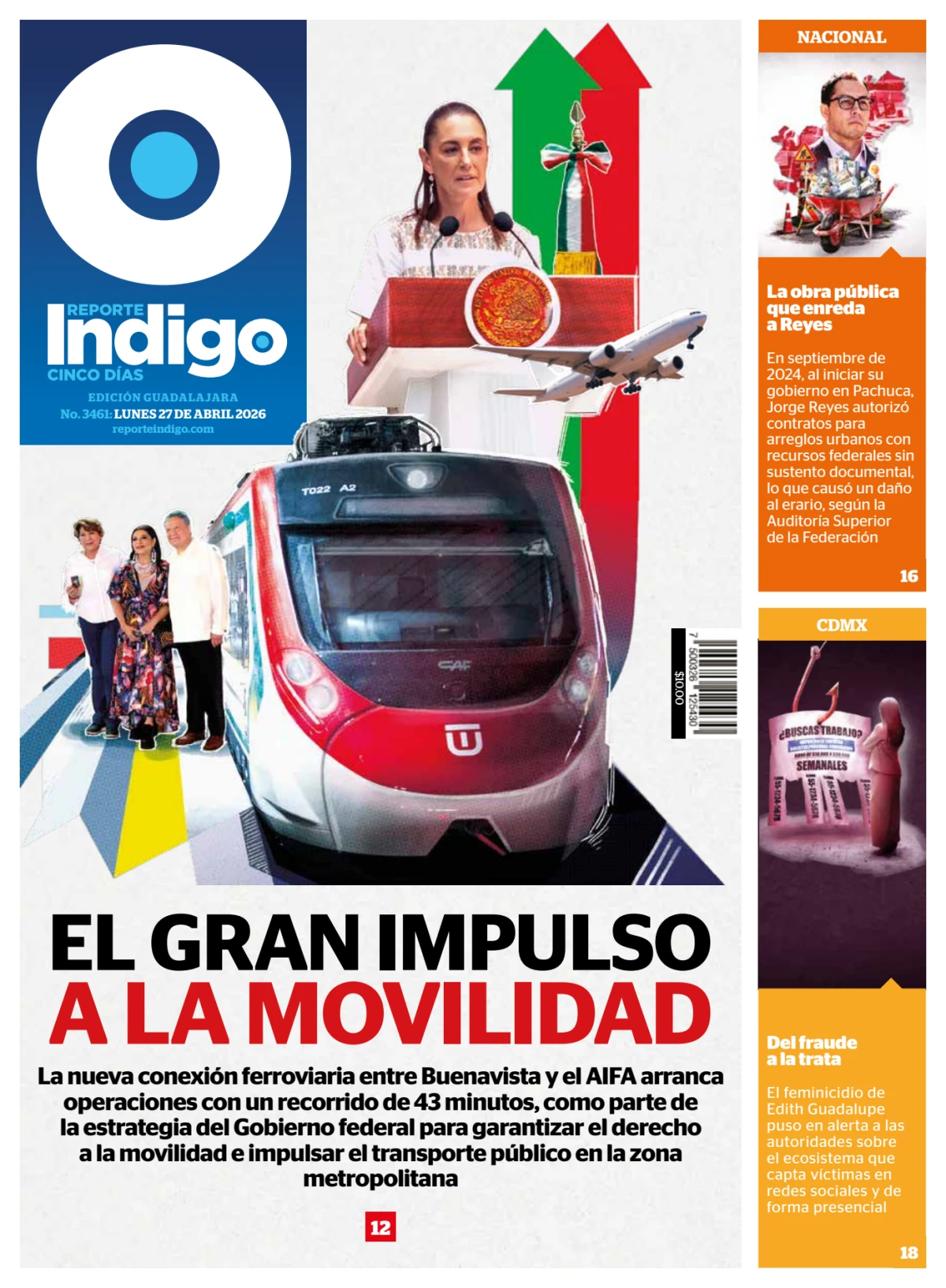 Portada de Reporte Indigo Guadalajara del lunes, 27 de abril de 2026